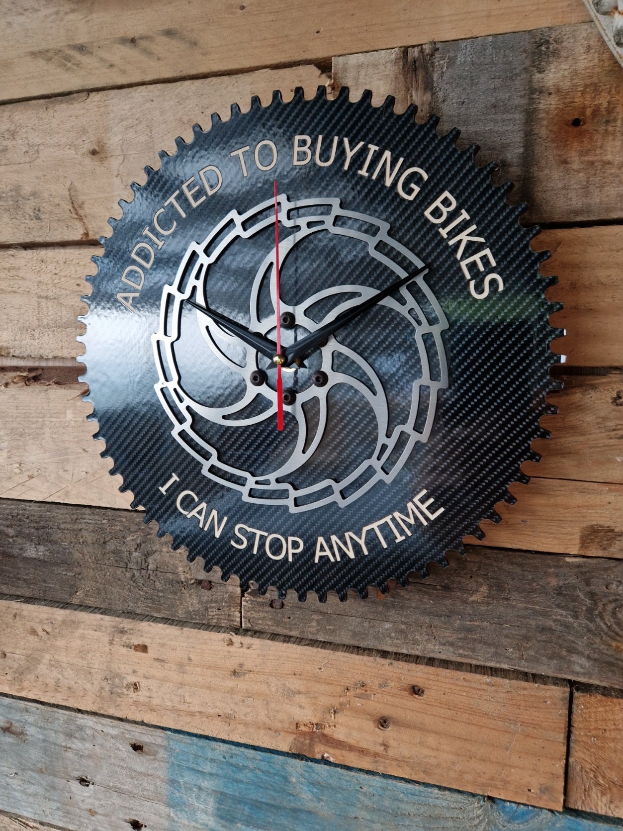 "Addicted To Buying Bikes, I Can Stop Anytime" Wall Clock